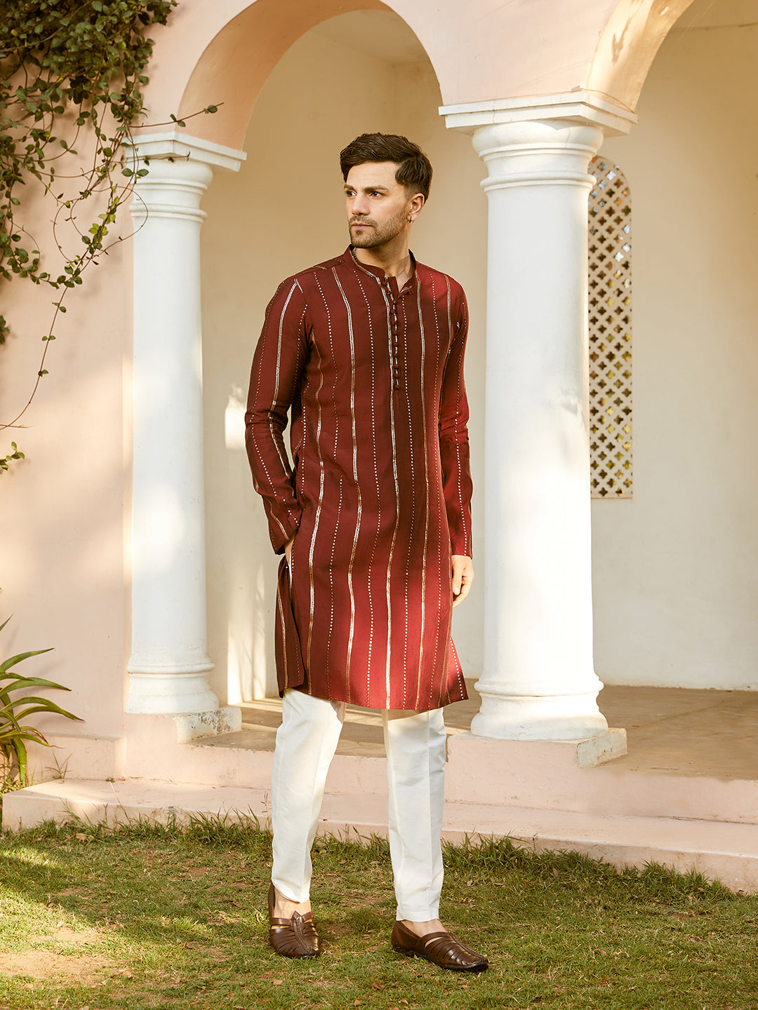 Embroidered Chanderi Kurtas for Men: A Symphony of Elegance from See Designs