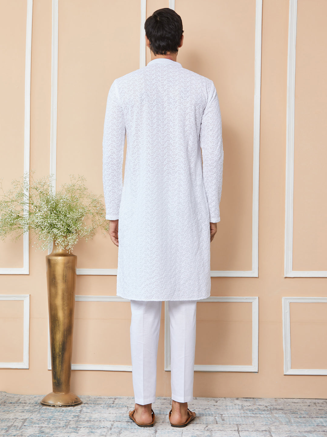 White Embroidered Chikankari Pure Cotton Straight Kurta