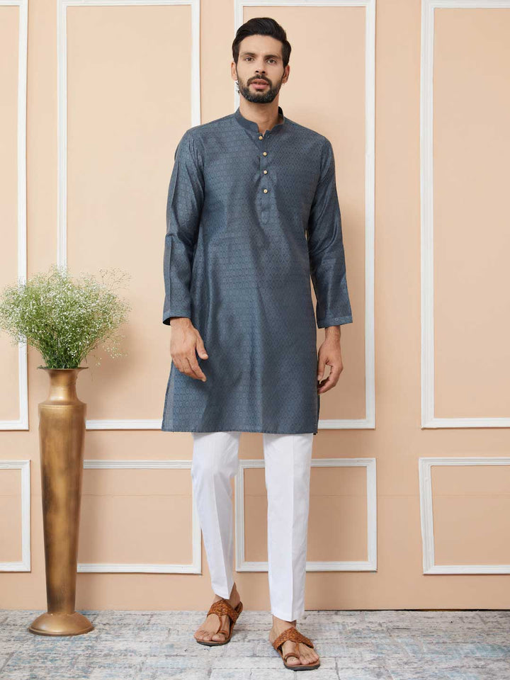 Charcoal Grey Ethnic Silk designer kurta