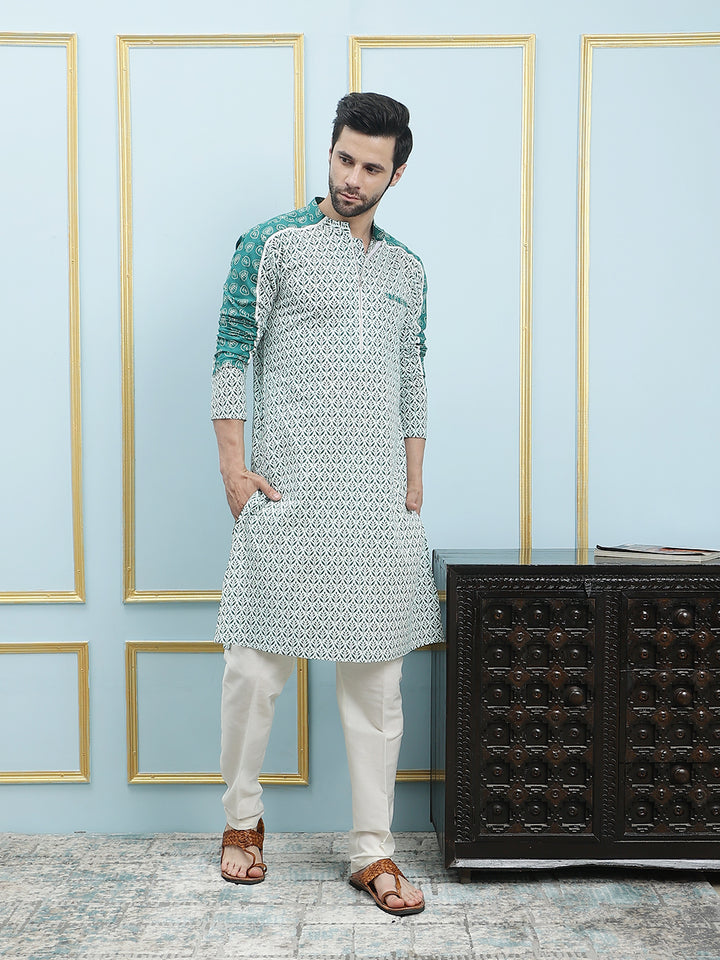 Printed Pure Cotton Straight Kurta with Pyjama