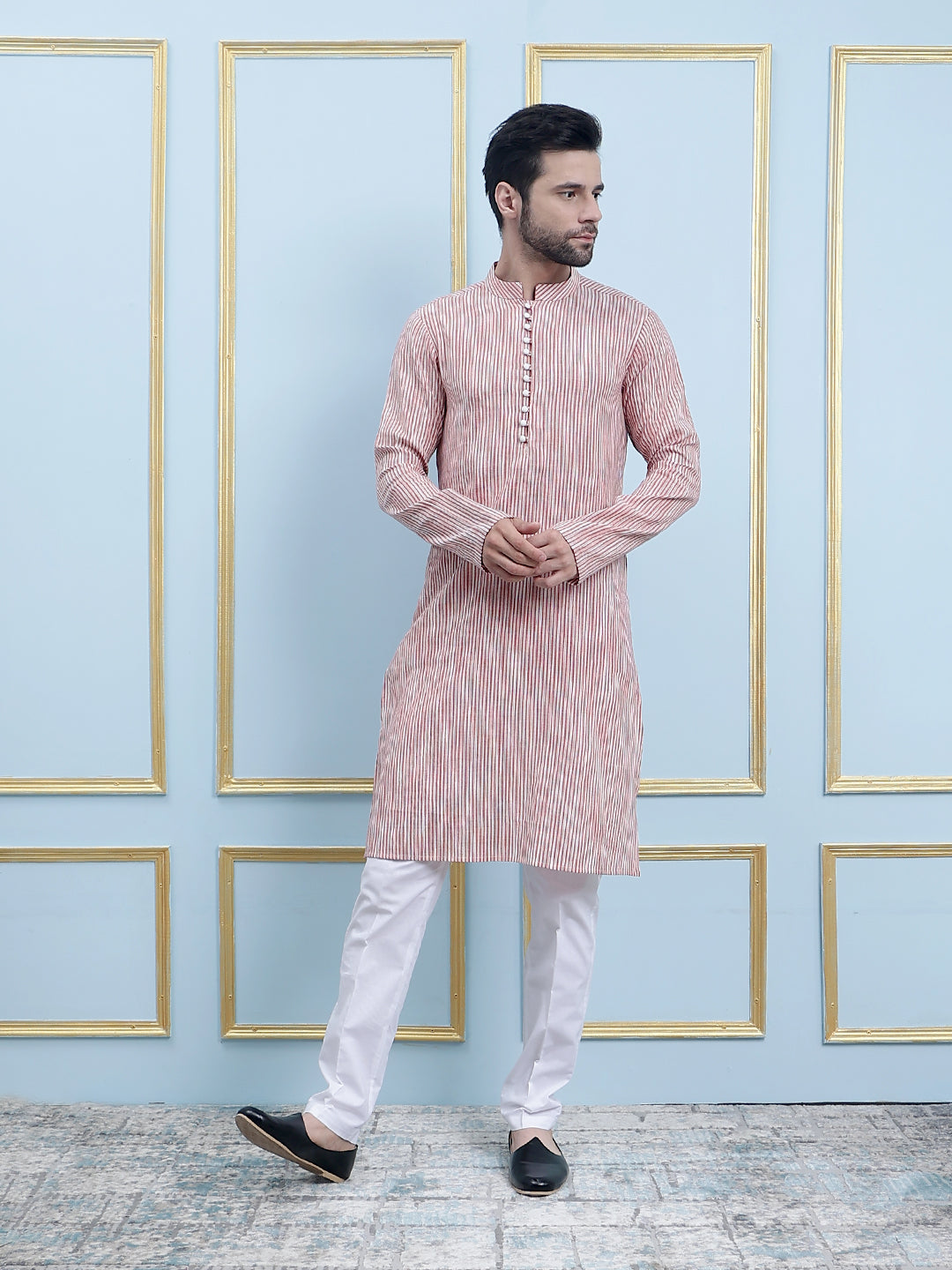 Thread Work Pure Cotton Kurta with Pyjama