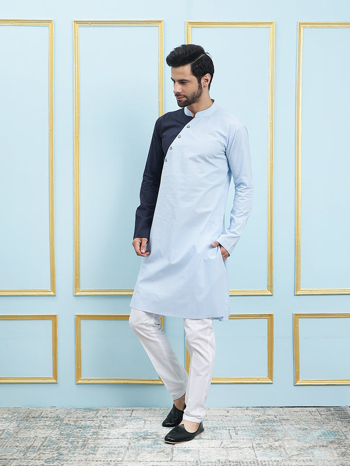 Solid Pure Cotton Straight Kurta with Princess Panel and Pyjama