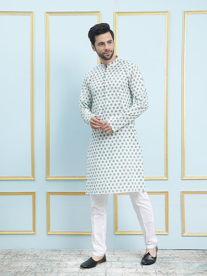 Printed Pure Cotton Straight Kurta with Pyjama