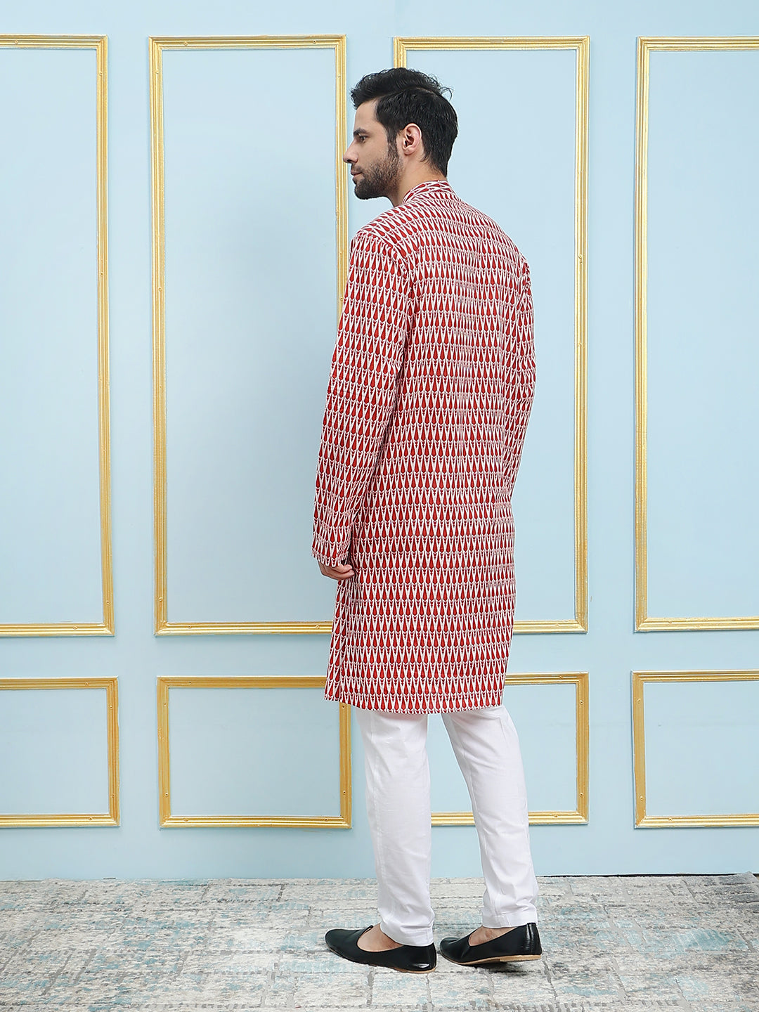 Printed Pure Cotton Straight Kurta with Pyjama