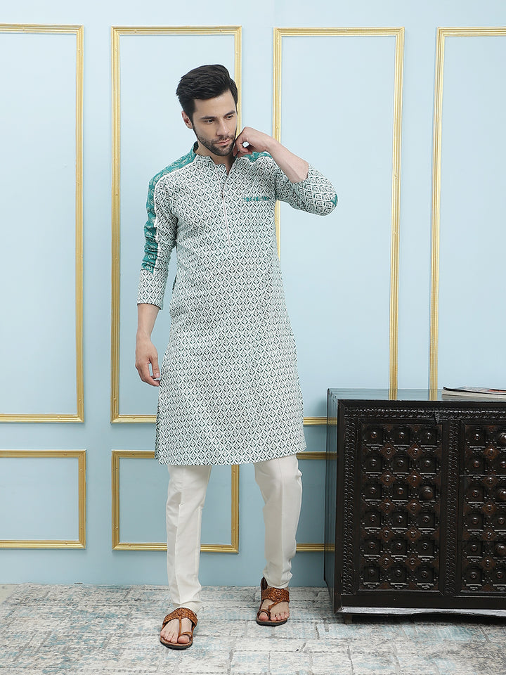 Printed Pure Cotton Straight Kurta with Pyjama