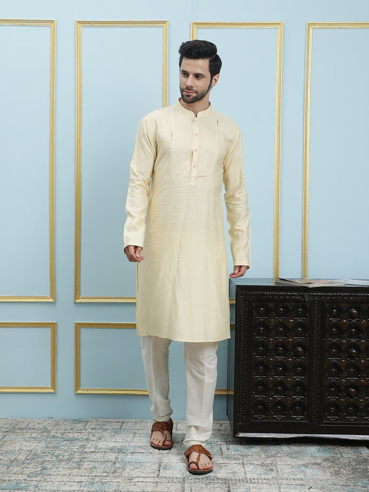 Solid Pure Cotton Straight Kurta with Yoke Design