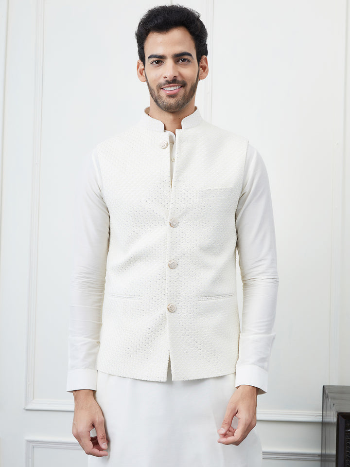 Sequins Embroidered Nehru Jacket