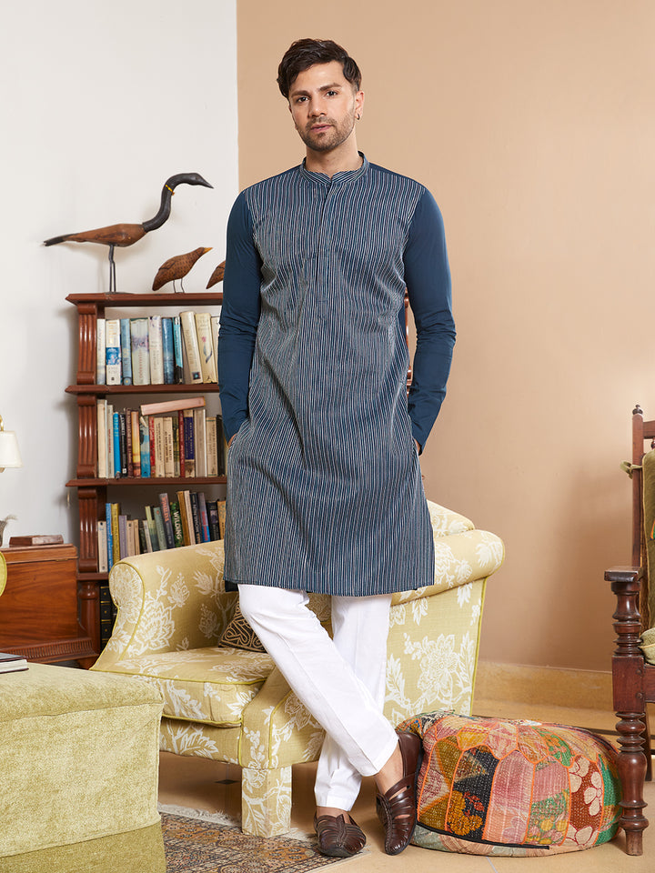 Thread Worked Pure Cotton Straight Kurta with Pyjama