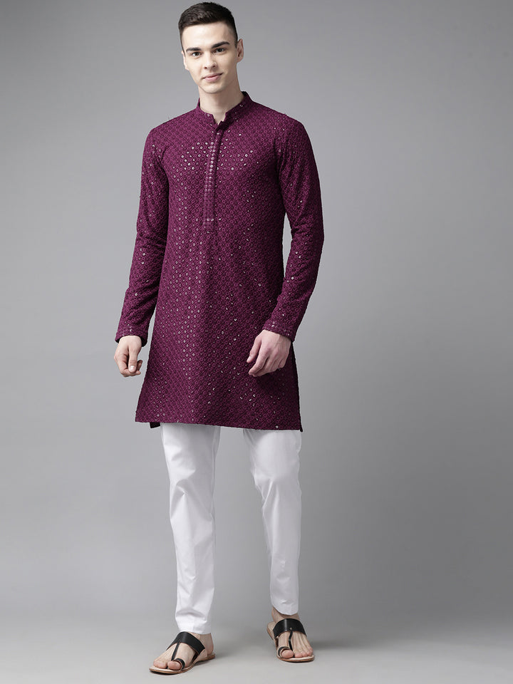 Sequins Embroidered Rayon Kurta With pyjama