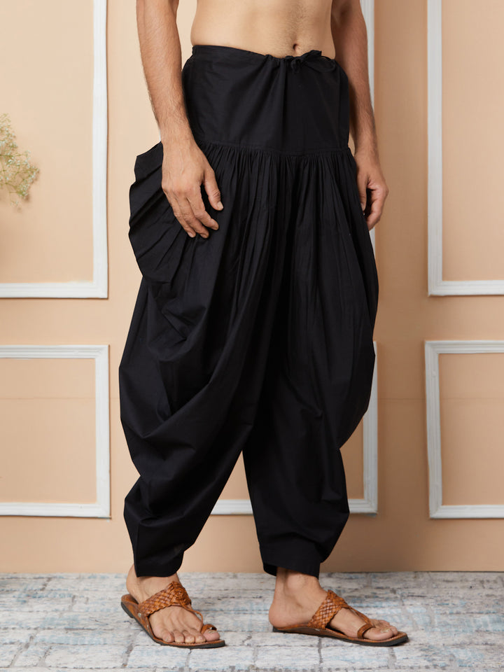 Black Mid-Rise Loose-Fit Pure Cotton Salwar