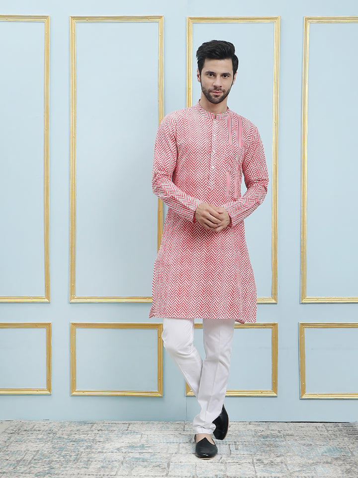 Printed Pure Cotton Straight Kurta with Pyjama