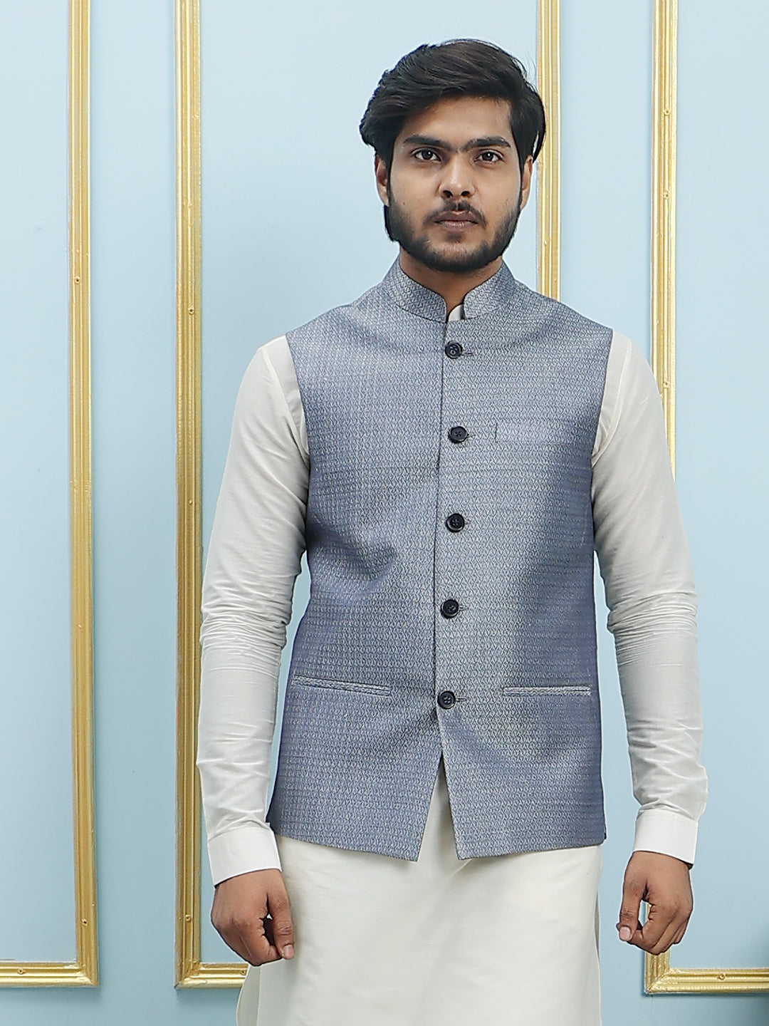 Woven Jacquard Nehru Jacket