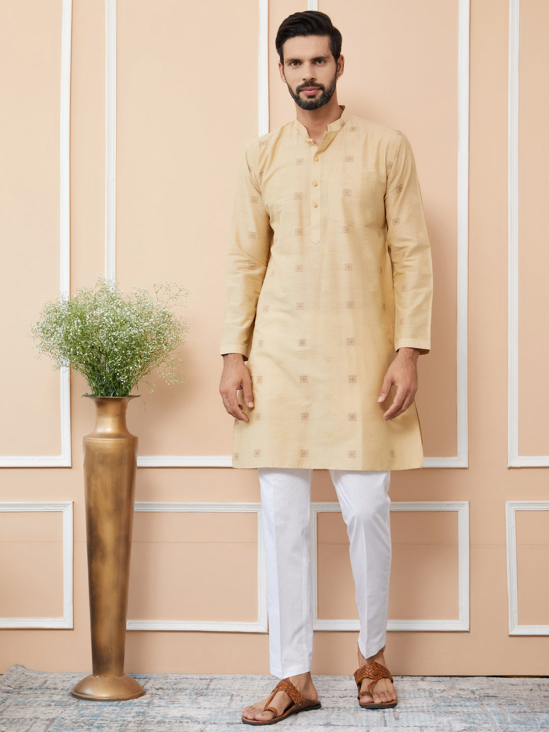 Cotton Handloom motifs Straight Kurta