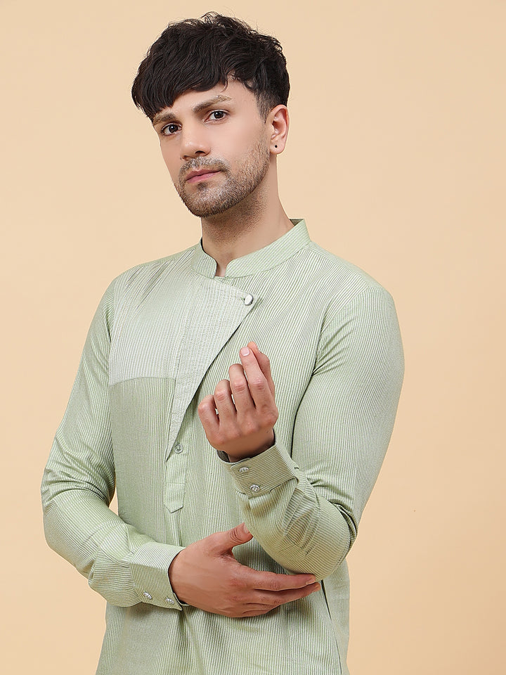 Woven Striped Straight Kurta With Pyjama