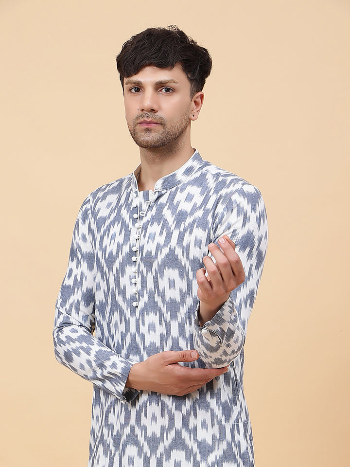 Ikat Printed Cotton Kurta