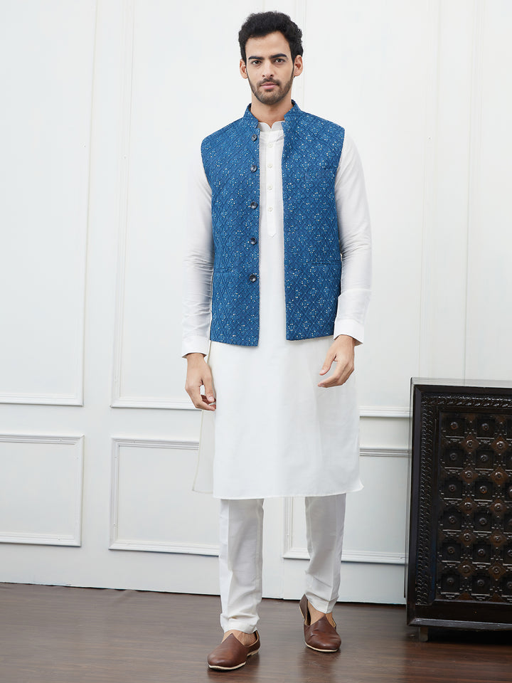 Sequins Embroidered Nehru Jacket