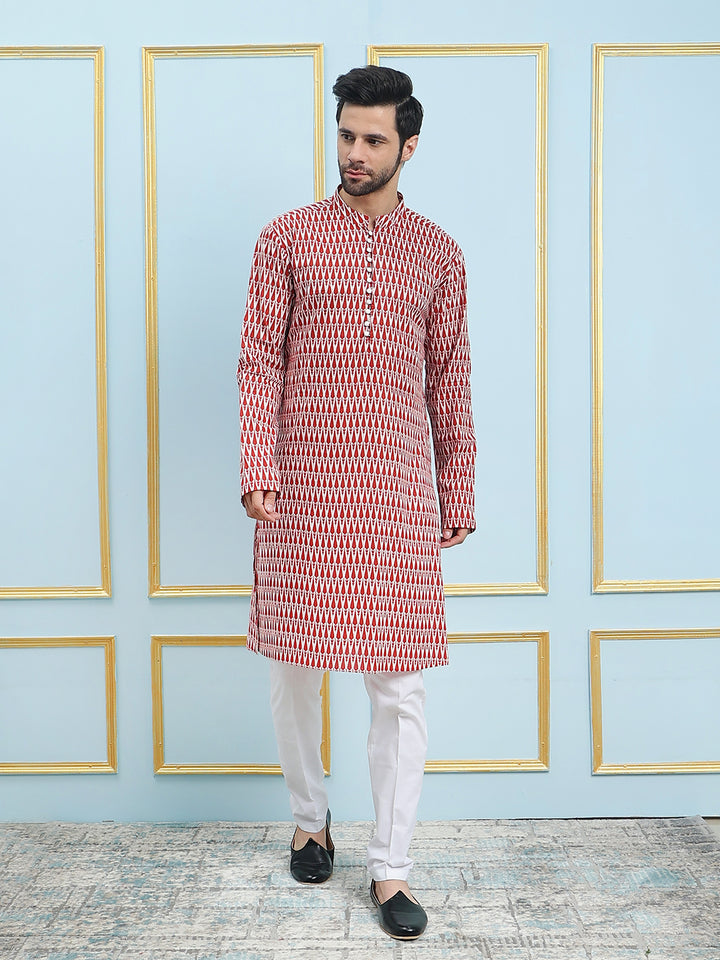 Printed Pure Cotton Straight Kurta with Pyjama