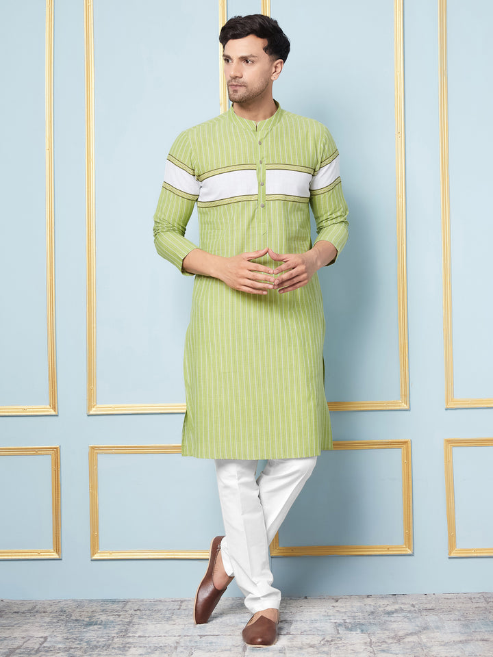 Woven Striped Straight Cotton Kurta