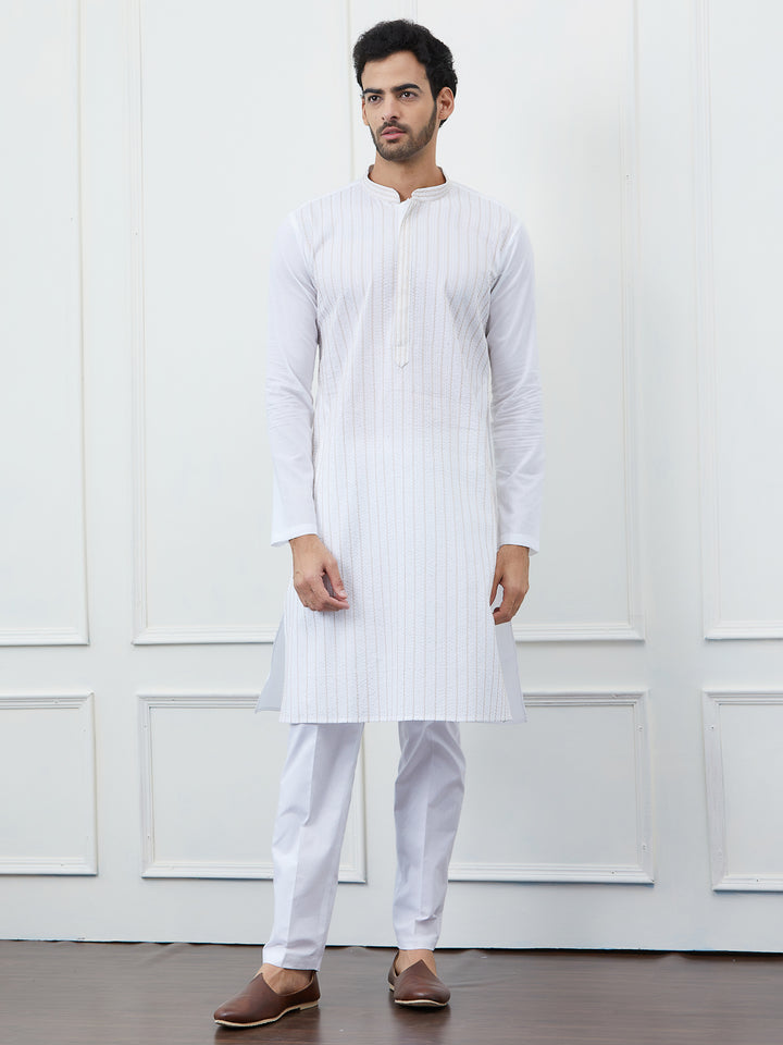 Sequin and Thread Work Pure Cotton Kurta