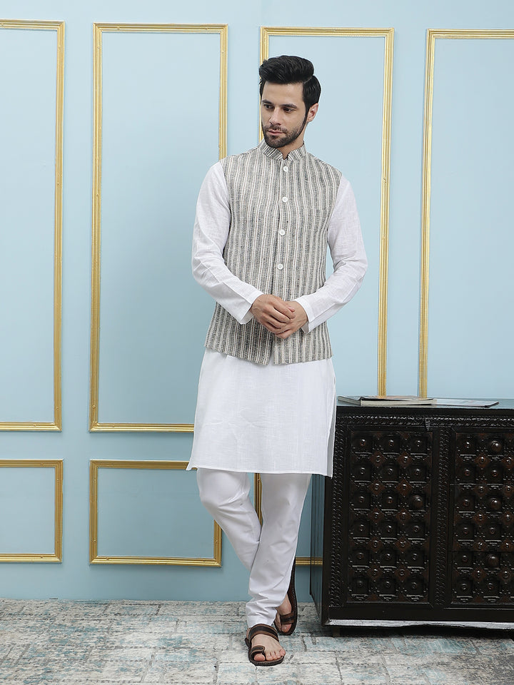 Handwoven Pure Cotton Nehru Jacket