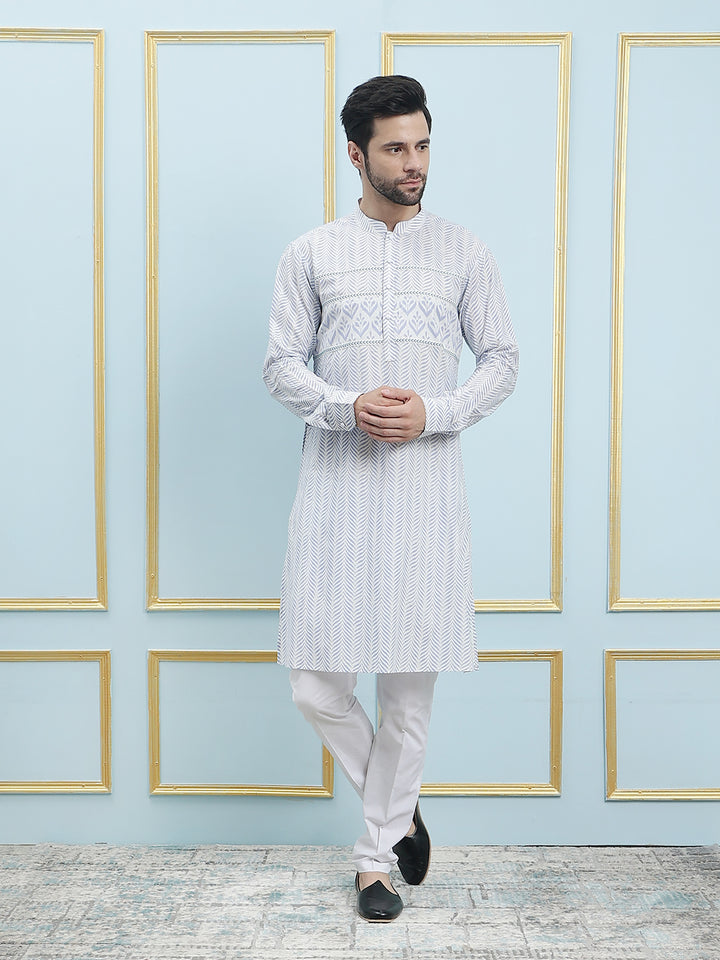 Printed Pure Cotton Straight Kurta with Princess Panel and Pyjama