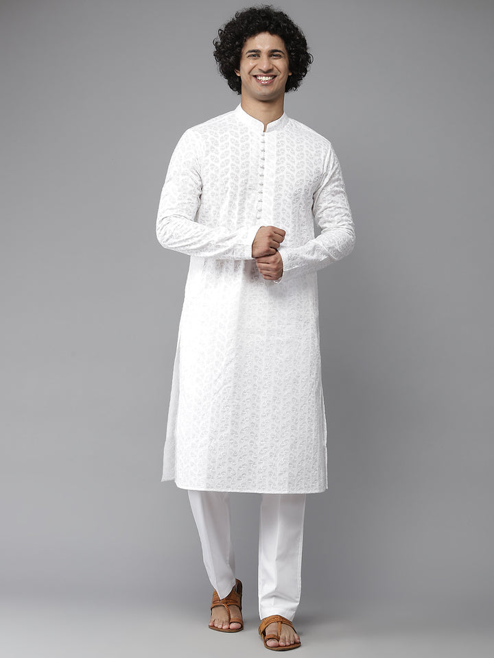 Chikankari Embroidered Straight kurta with Pyjama