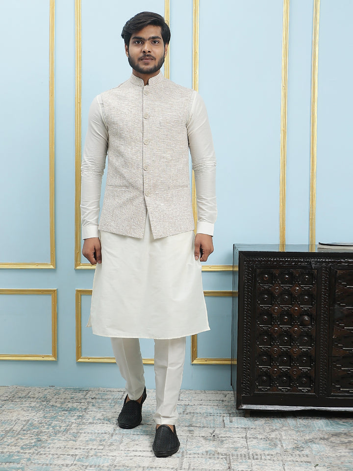 Solid Handwoven Pure Cotton Nehru Jacket