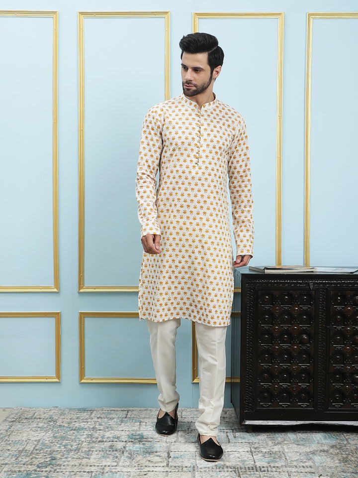 Printed Pure Cotton Striaght Kurta with Pyjama