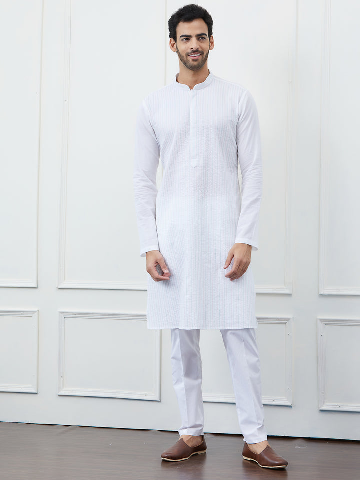 Thread Work Pure Cotton Kurta with Pyjama