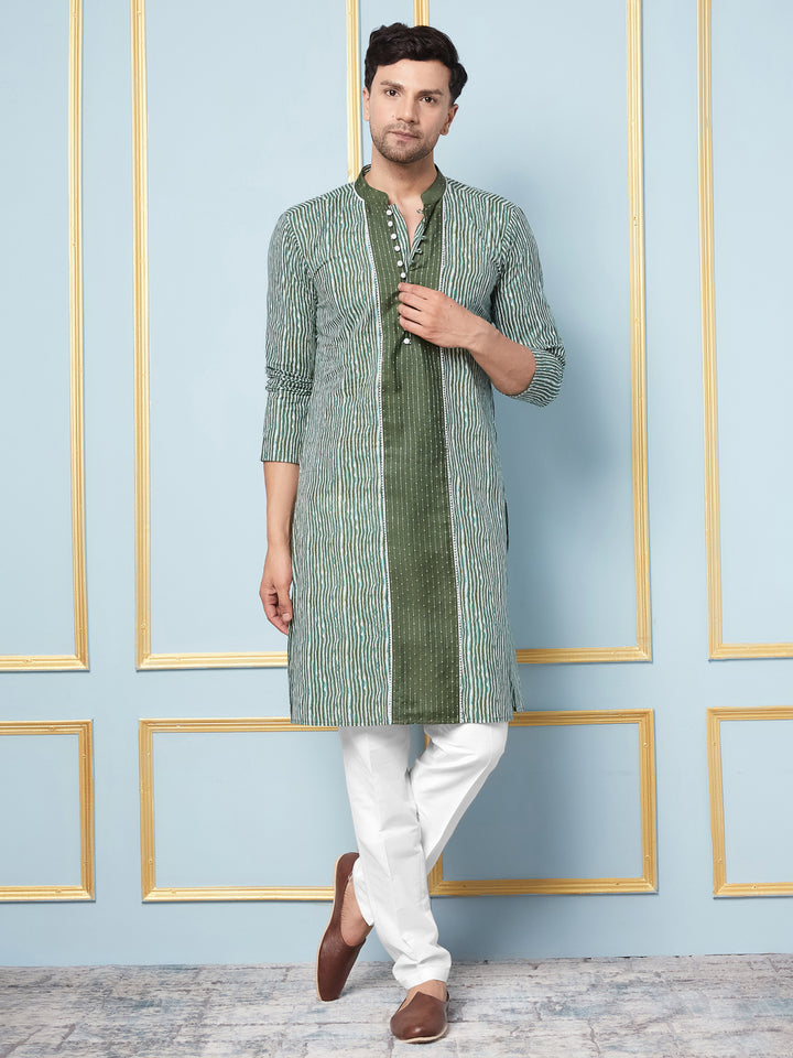 Striped Printed Cotton Kurta