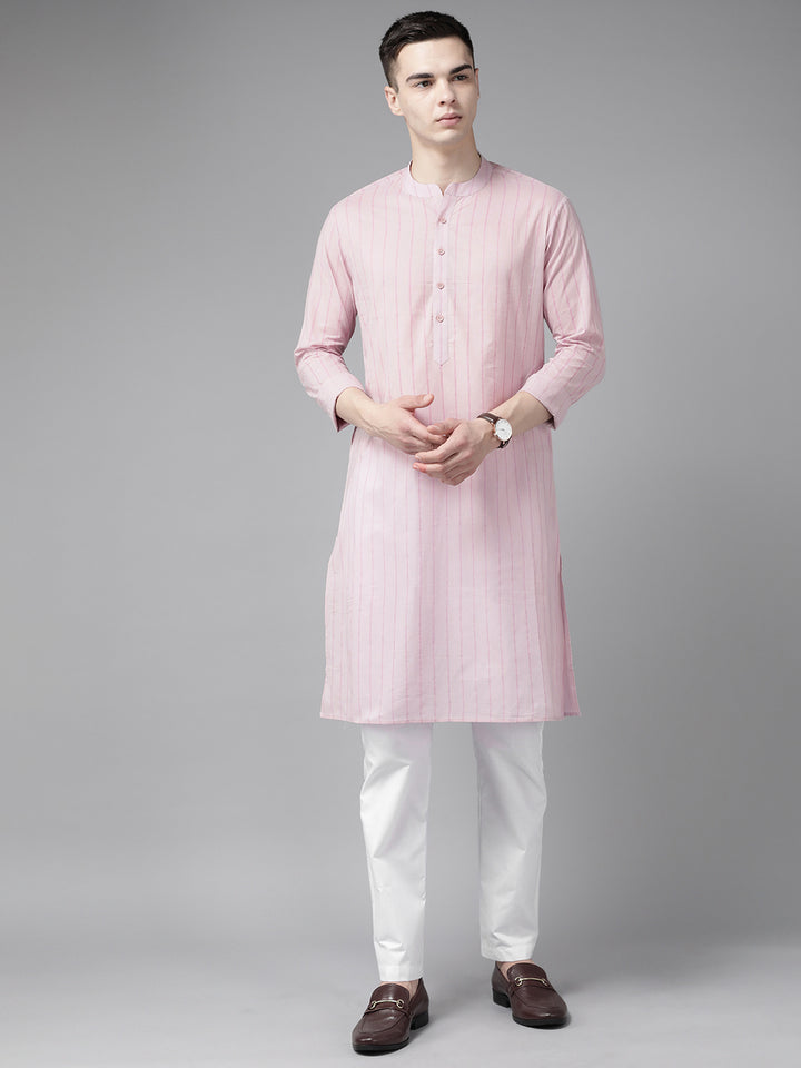 Pink Stripe Printed Straight kurta