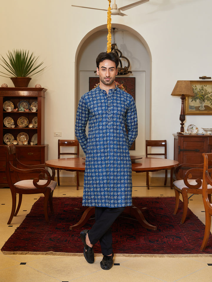 Leaf Printed Pure Cotton Straight Kurta