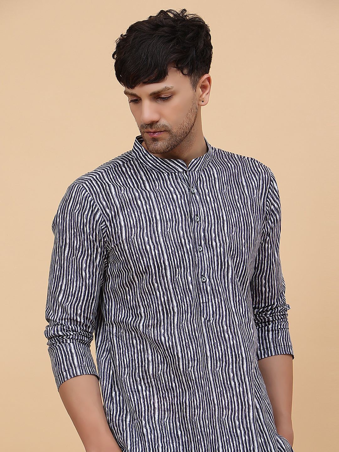 Striped Printed Cotton Kurta