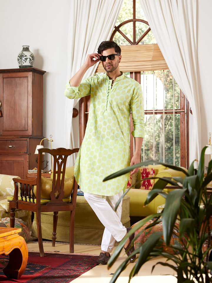 Embroidered Pure Cotton Straight Kurta with Pyjama