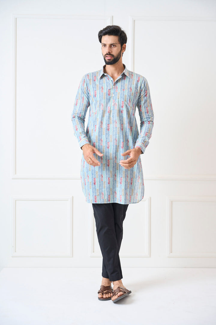 Pure Cotton Printed Pathani Kurta