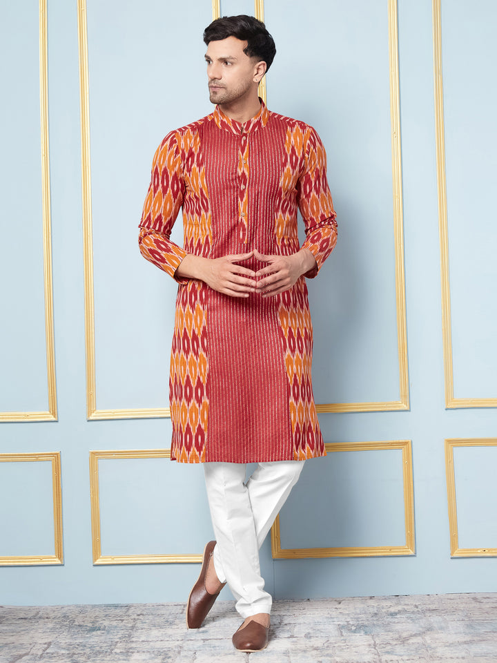 Ikat Printed Cotton Kurta