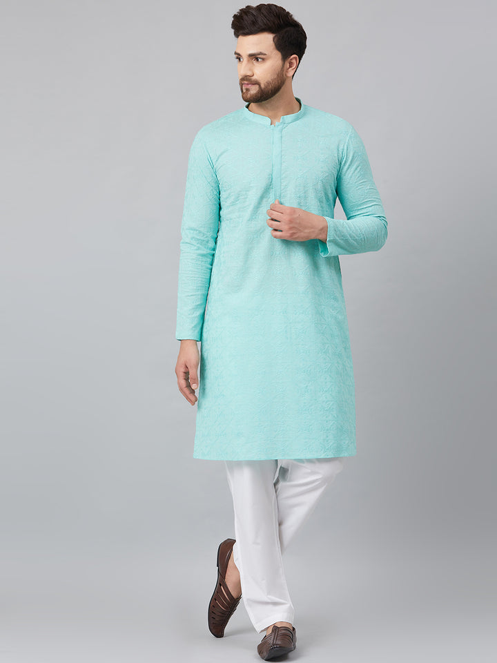 Chikankari Embroidered Straight kurta with Pyjama