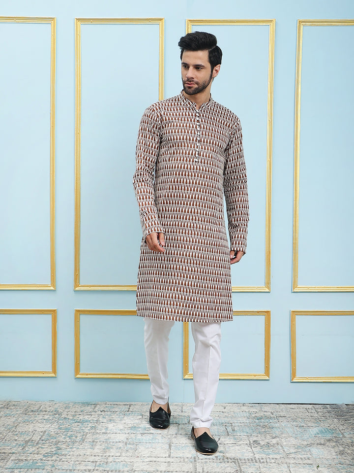 Printed Pure Cotton Straight Kurta with Pyjama