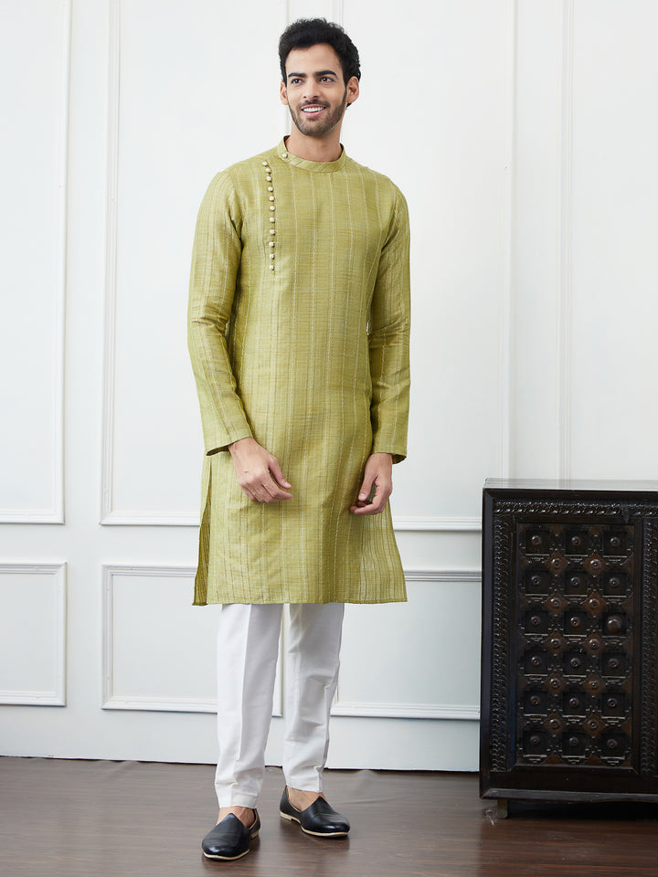 Thread Worked Pure Cotton Straight Kurta with Pyjama