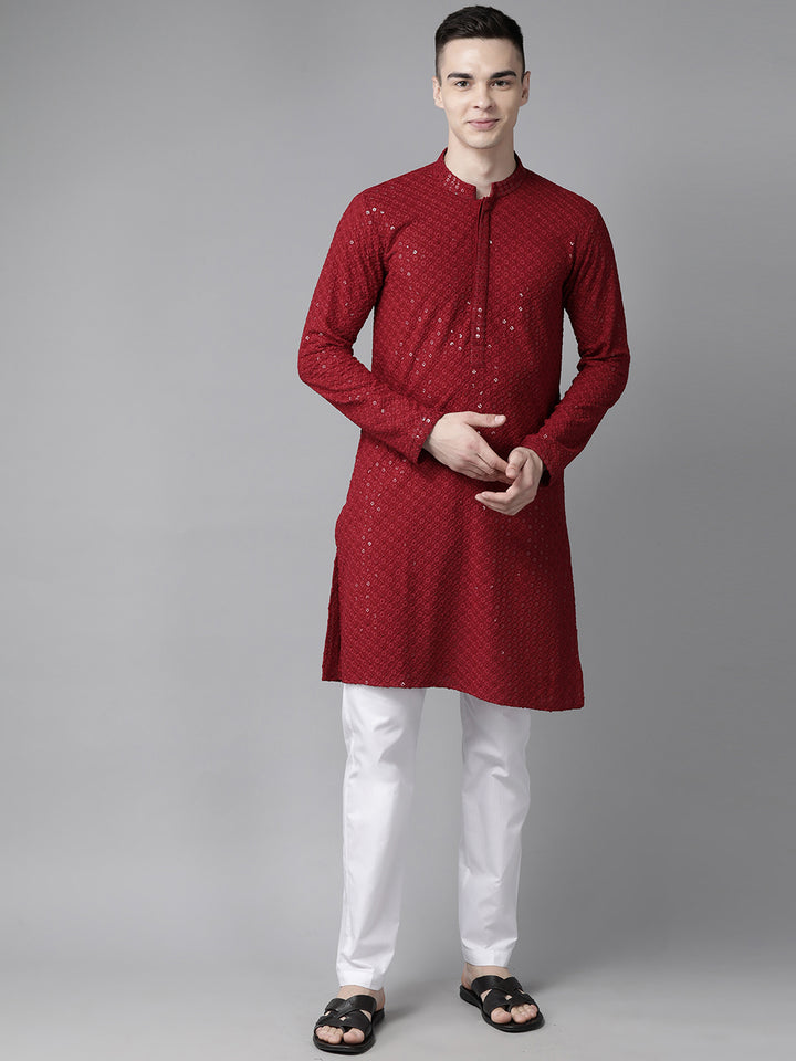 Sequins Embroidered Rayon Kurta With pyjama