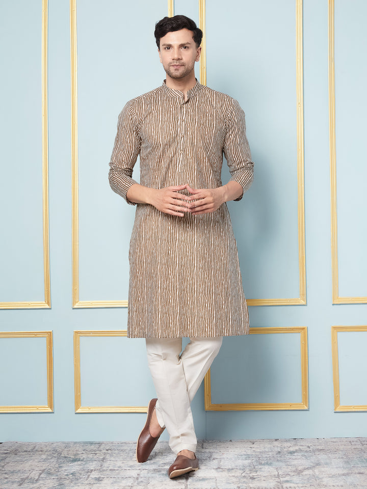 Striped Printed Straight Cotton Kurta