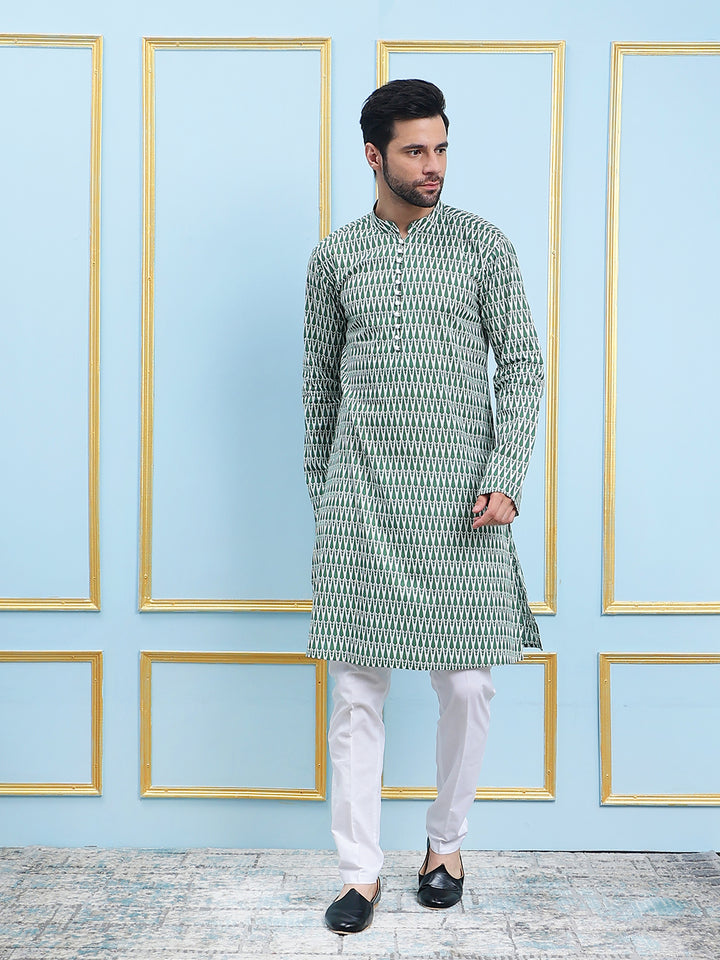 Printed Pure Cotton Straight Kurta with Pyjama