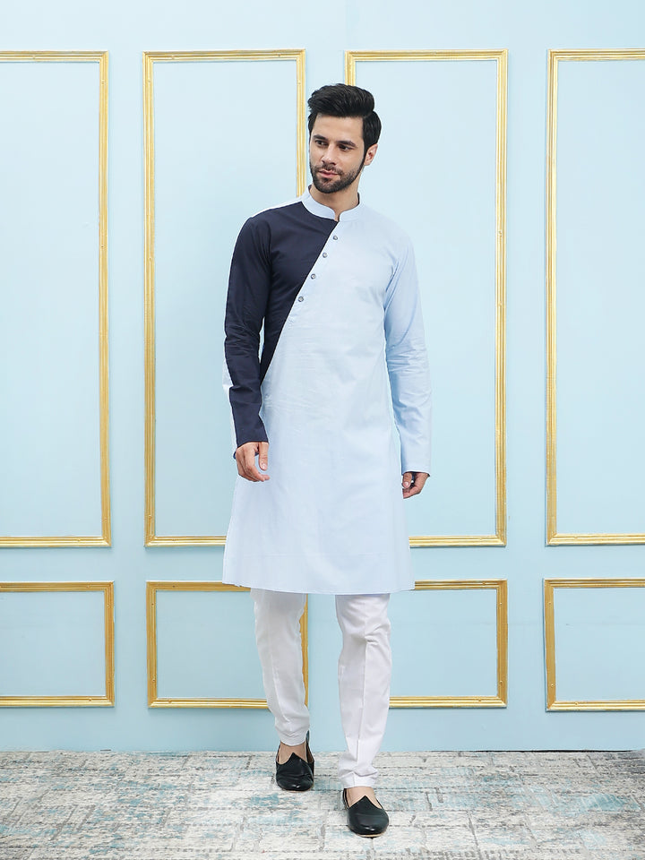 Solid Pure Cotton Straight Kurta with Princess Panel and Pyjama