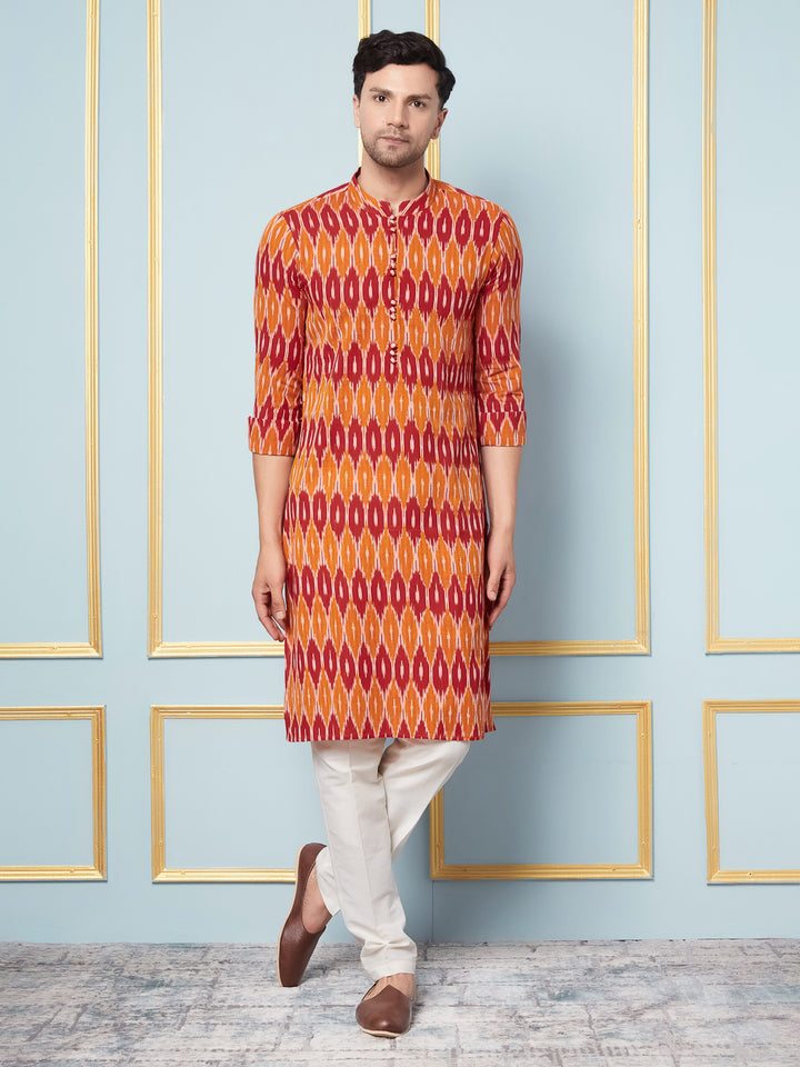 Ikat Printed Cotton Kurta