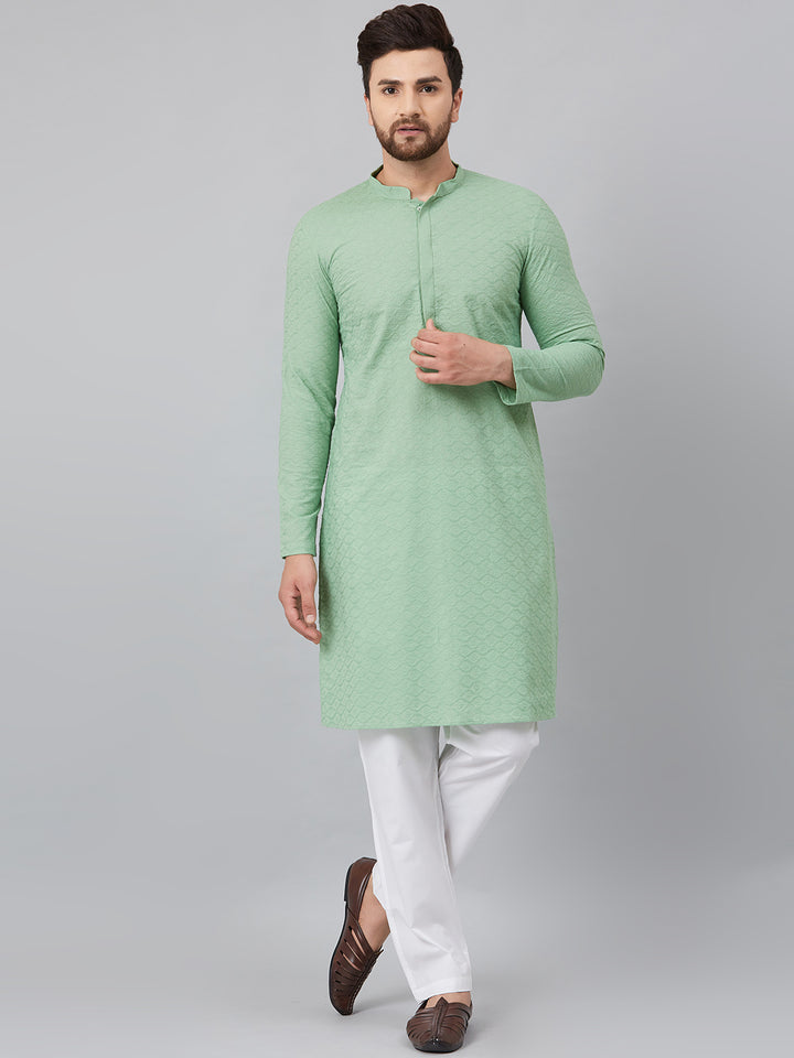 Chikankari Embroidered Straight kurta with Pyjama