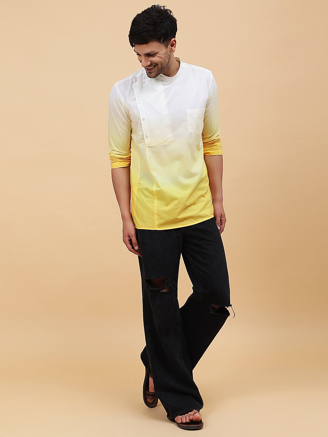 Ombre Dyed Pure Cotton short Kurta