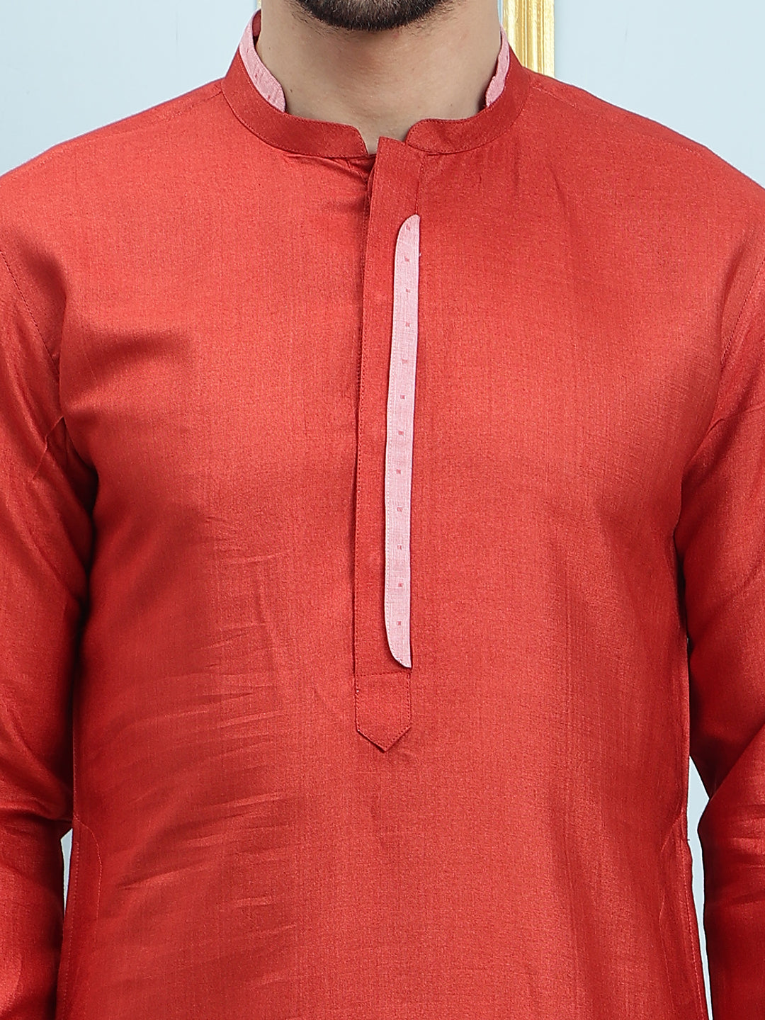 Solid Cotton Silk Straight Kurta with Pyjama