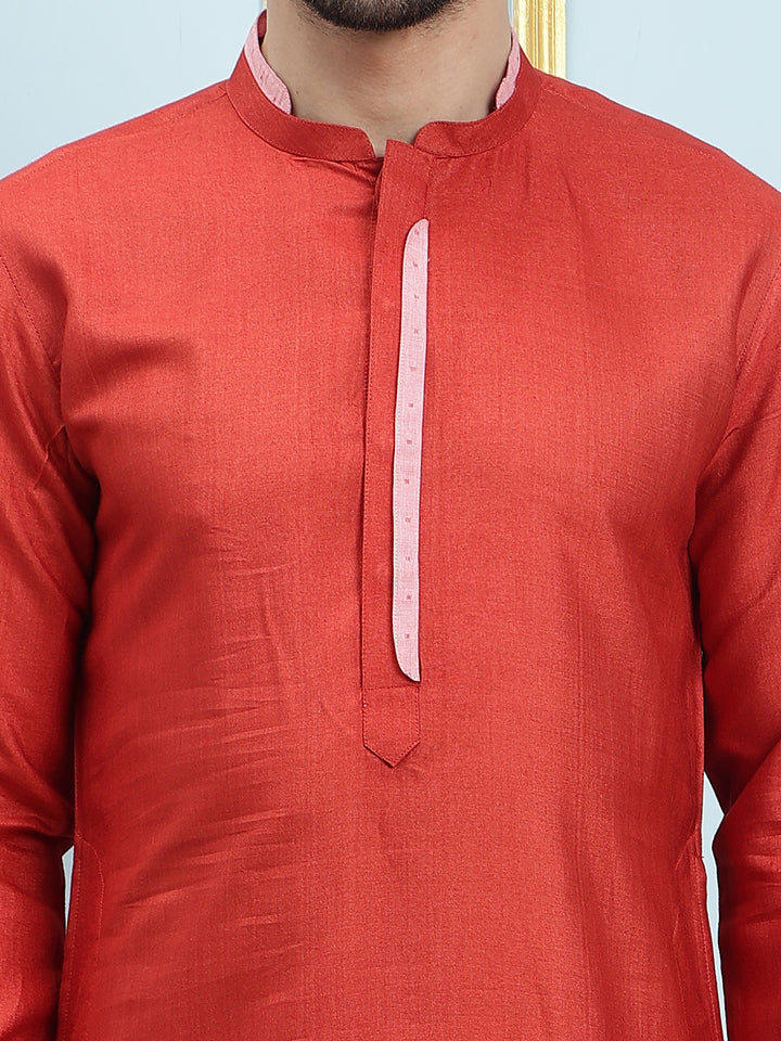 Solid Cotton Silk Straight Kurta with Pyjama