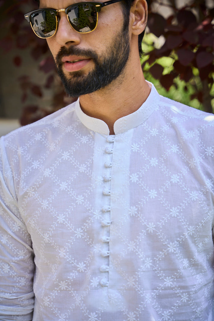 Pure Cotton Chikankari Embroidered Straight kurta