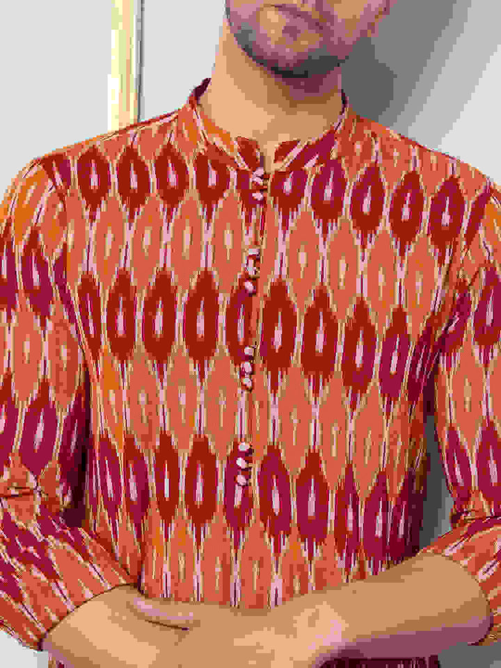 Ikat Printed Cotton Kurta